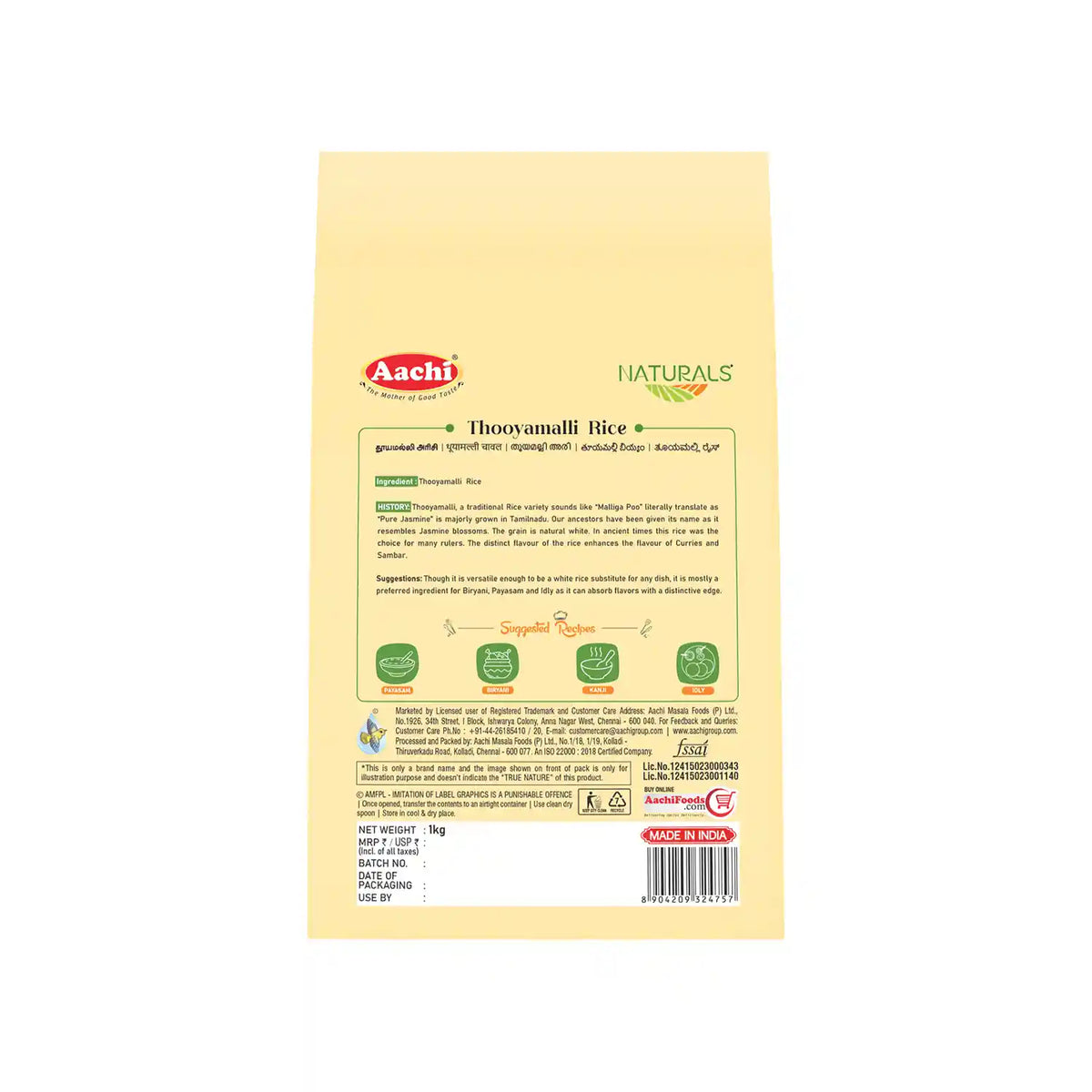 Aachi Thooyamalli Rice 1Kg