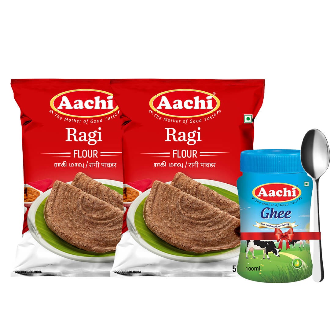 Ragi Flour 500g (pack Of 2) With Ghee 100ml  With Free Spoon (pack Of 1)